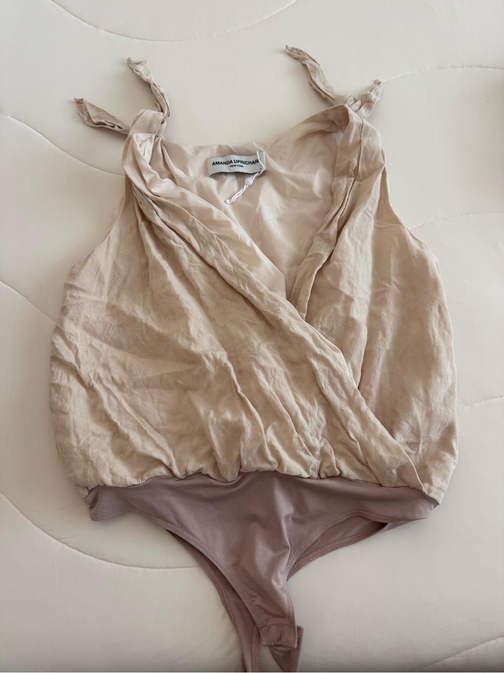 Amanda Uprichard Avari Bodysuit Macaroon Size Small
